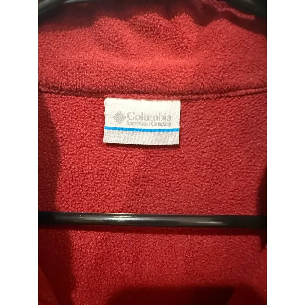 Columbia Full Zip Fleece Jacket, Maroon, Men's Small